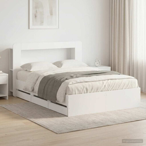 VidaXL vidaXL Bed Frame with Storage White 150 x 200 cm Engineered Wood