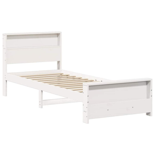 VidaXL vidaXL Bed Frame with Headboard White 75 x 190 cm Engineered Wood 1