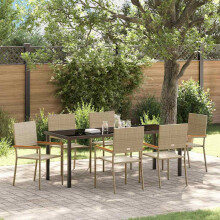 vidaXL Garten Essgruppe 7 stk. Beige Poly-Rattan
