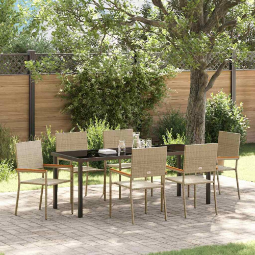 VidaXL vidaXL Garten Essgruppe 7 stk. Beige Poly-Rattan