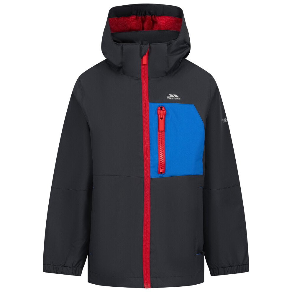 Trespass Boys Detachable Hood Waterproof Rain Jacket Evandor Black 11/12 - Image 2
