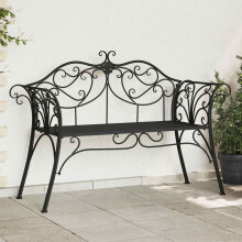 vidaXL Garden Bench 2-Seater 130 x 47 x 90 cm Steel Black