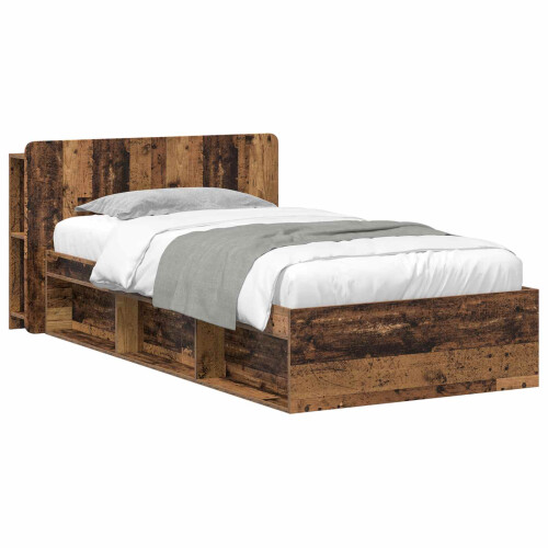 VidaXL vidaXL Bed Frame with Storage Old Wood 75 x 190 cm Engineered Wood 2