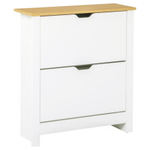 Narrow Shoe Cabinet with 2 Flip Drawers, White