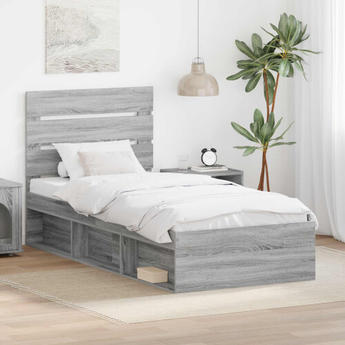 VidaXL vidaXL Bed Frame Grey Sonoma 75 x 190 cm Solid Pine Wood