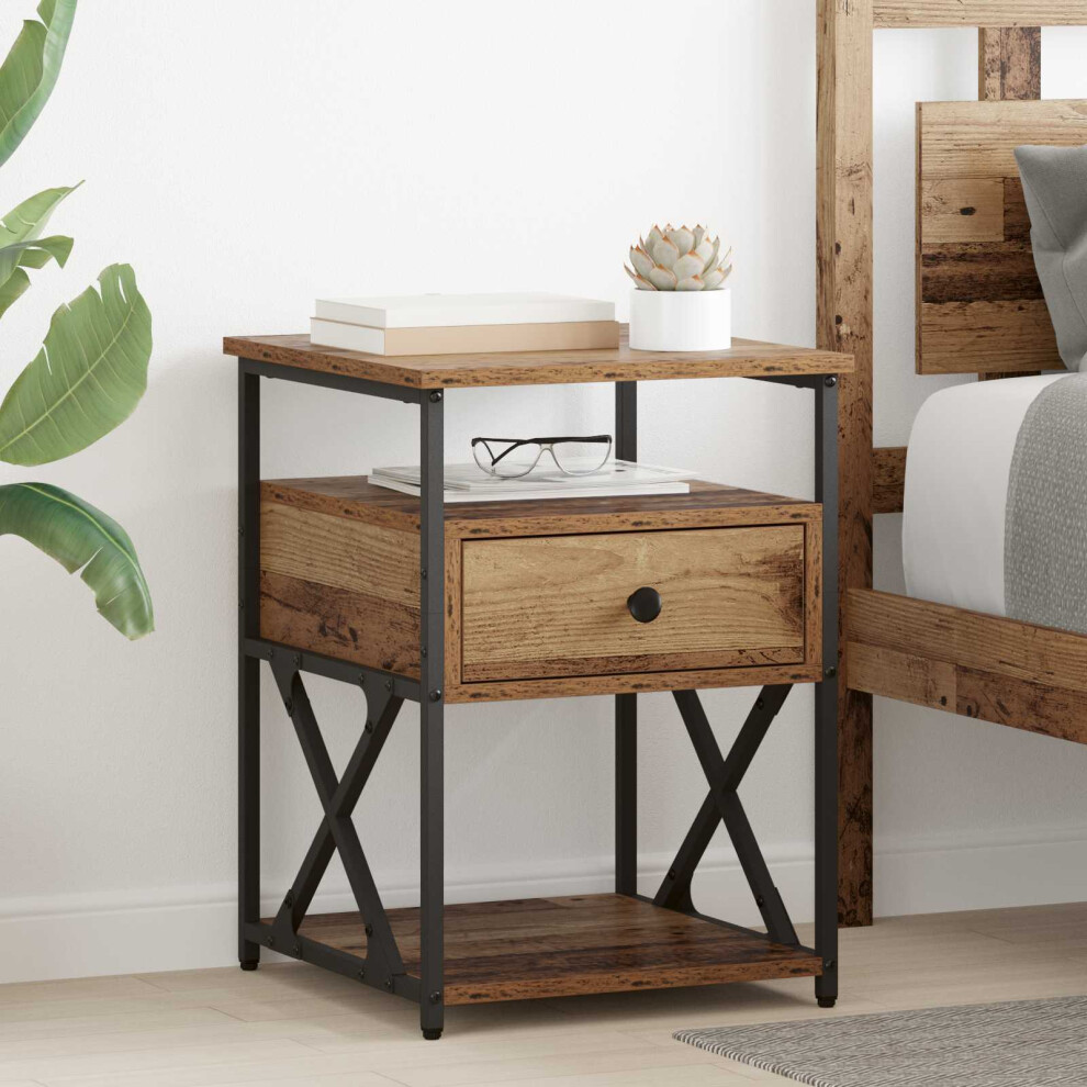 Vidaxl Bedside Cabinet Old Wood 40 X 42 X 55 Cm Engineered Wood