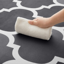 (2.5X10 Rug (80x300cm), Ava Grey) Printed Geometric Short Pile Rug with Rubber Backing - Non Slip Modern Area Carpet
