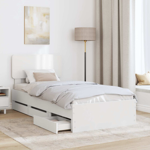 VidaXL vidaXL Bed Frame with Drawer White 90 x 190 cm Engineered Wood 2