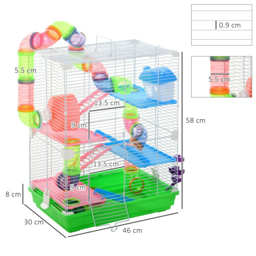 5-Tier Hamster Cage with Wheels & Tunnel 2