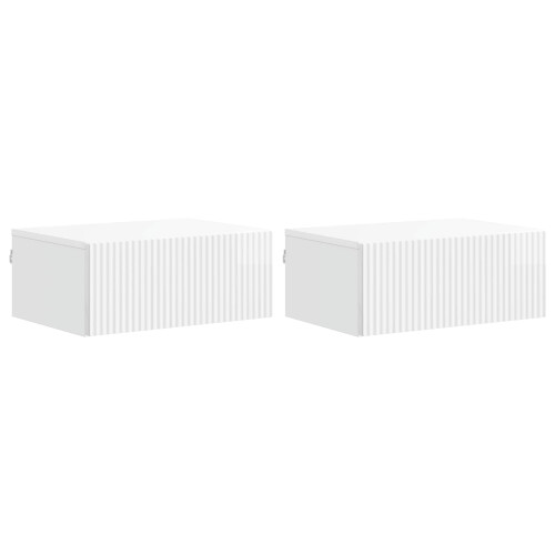 VidaXL vidaXL Wall-Mounted Bedside Cabinet with Drawer 2 pcs High Gloss White