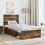 VidaXL vidaXL Bed Frame with Headboard Smoked Oak 75 x 190 cm Solid Pine Wood 5
