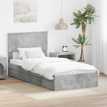 vidaXL Storage Bed Concrete Grey 90 x 190 cm Engineered Wood