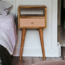 Solid Wood Bedside Table – Hand Painted,30*30*57cm