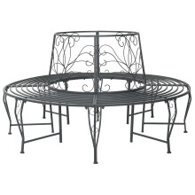 vidaXL Tree Bench 8-Seater Ø 160 x 89 cm Steel Silver Grey Round