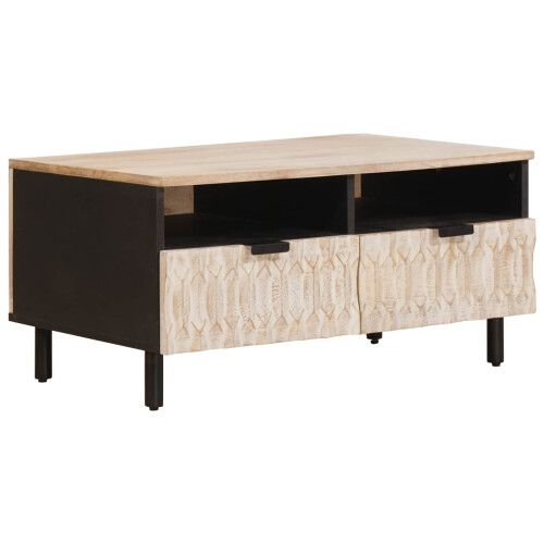 VidaXL vidaXL Coffee Table with Drawer White 80 x 54 x 40 cm Solid Mango Wood