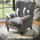 Retro Linen Wingback Accent Chair, Dark Grey 6