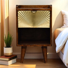 Solid Wood Gold-Tone Bedside Table, 30*30*50cm