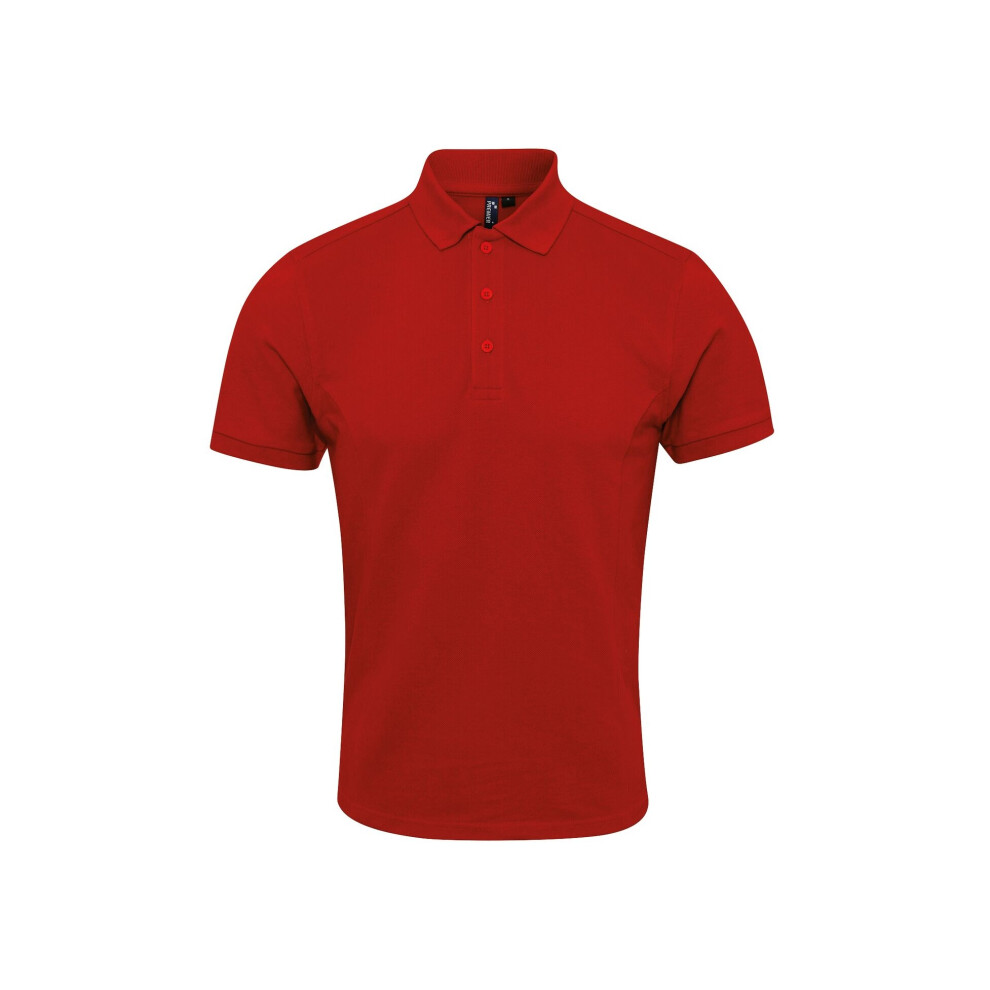 Premier (S, Red) Mens Coolchecker Plus Pique Polo With Coolplus