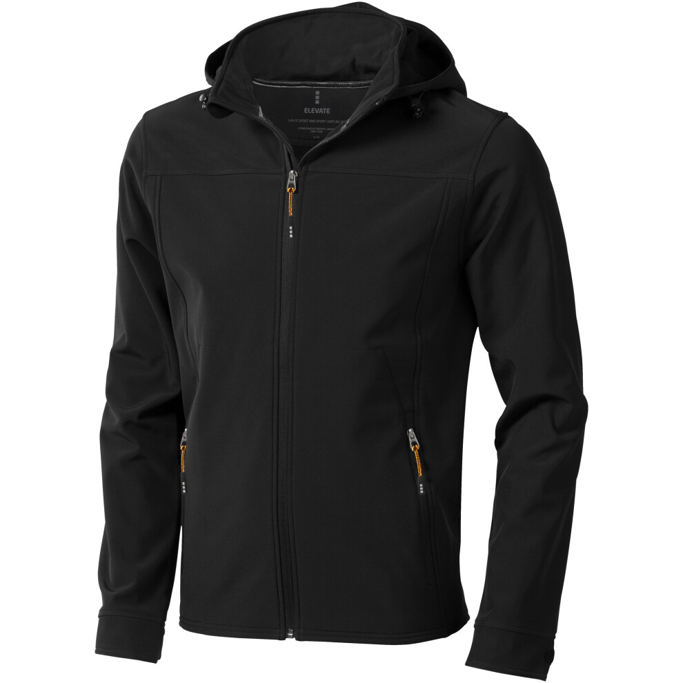 (L, Solid Black) Elevate Mens Langley Softshell Jacket