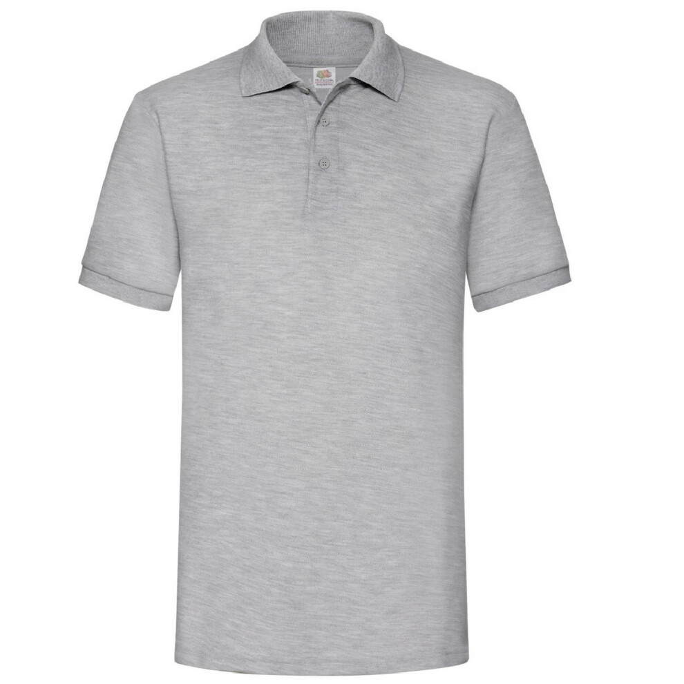 Fruit Of The Loom (S, Heather Grey) Mens 65/35 Heavyweight Pique Short Sleeve Polo Shirt