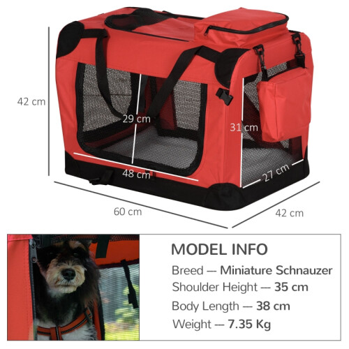 Foldable Pet Carrier for Small Dogs & Cats - Red 2
