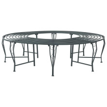 vidaXL Tree Bench 8-Seater Ø 160 x 44 cm Steel Silver Grey Round