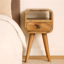 Solid Wood Mini Curved Bedside Table, 20*20*40cm