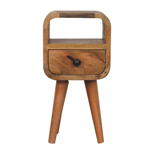 Solid Wood Mini Curved Bedside Table, 20*20*40cm 1