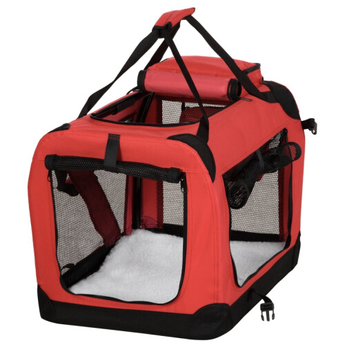 Foldable Pet Carrier for Small Dogs & Cats - Red