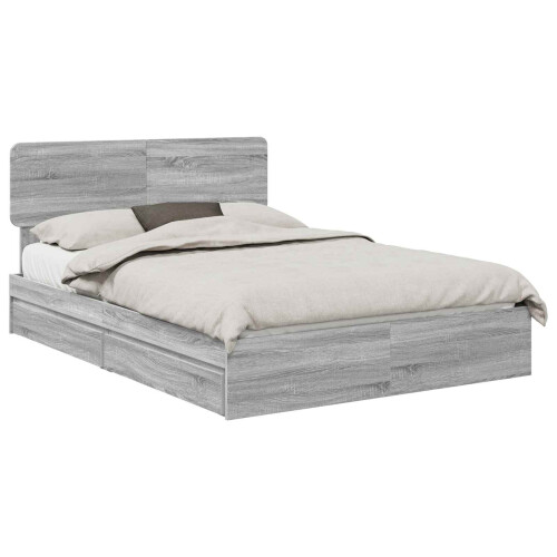 VidaXL vidaXL Storage Bed Grey Sonoma 150 x 200 cm Engineered Wood 2
