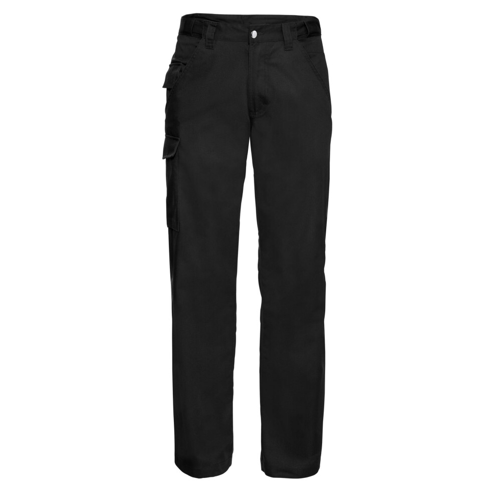 Russell (36L, Black) Mens Polycotton Work Trousers