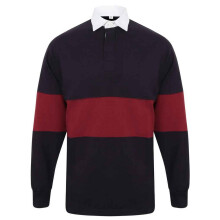 (XXL, Navy/Burgundy) Front Row Unisex Adult Panelled Rugby Shirt