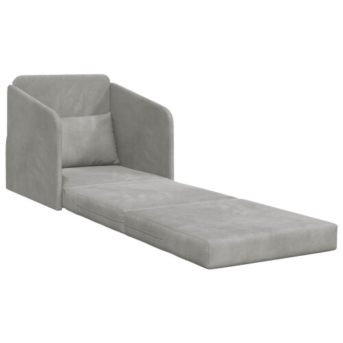 VidaXL vidaXL Folding Sofa Bed Light Grey 65 x 80 x 83 cm Velvet 2