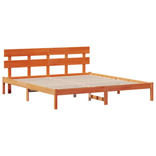 VidaXL vidaXL Bed Frame with Headboard Brown 200 x 200 cm Solid Pine wood 2