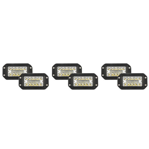 6Pcs 12V 6 Inch Flush Mount Work Light 26 LED Super Bright Spotlight Car Headlights