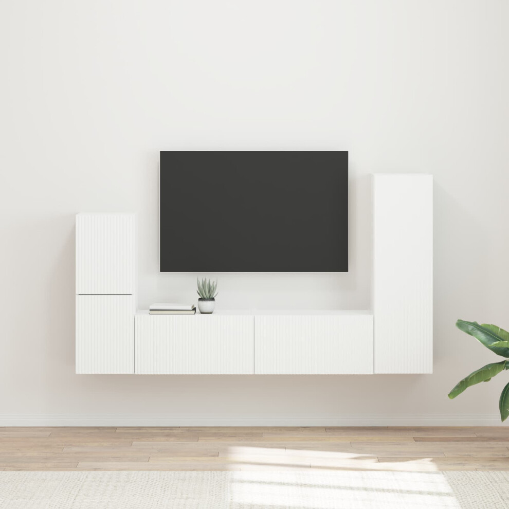 Vidaxl Tv Cabinet Set Wall-Mounted 4 Pcs White Engineered Wood