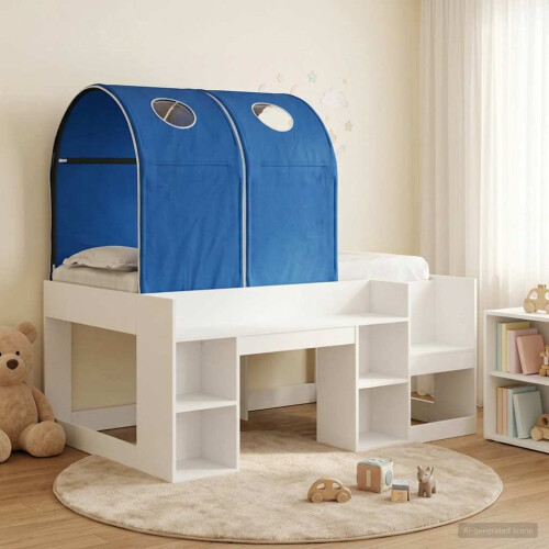 VidaXL vidaXL Bed with Tunnel 4 pcs White and Blue Engineered Wood