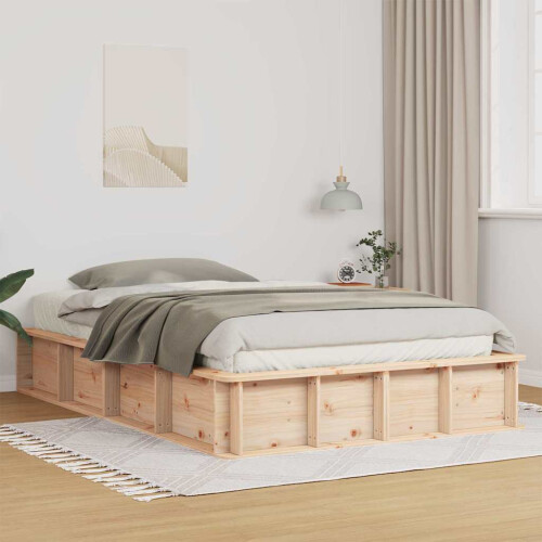 VidaXL vidaXL Bed Frame Brown 140 x 200 cm Solid Pine Wood