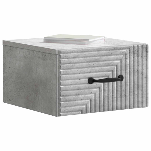 VidaXL vidaXL Wall-Mounted Bedside Cabinet with Drawer 2 pcs Concrete Grey 1