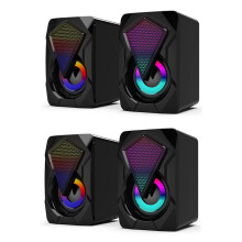 2X X2 Computerlautsprecher mit Subwoofer für PC-Desktop-Computer Laptop LED-Beleuchtung Heimkinosystem USB-Kabel-Resonanzbox