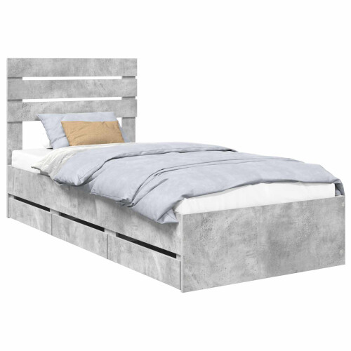 VidaXL vidaXL Bed Frame with Drawer Concrete Grey 75 x 190 cm Engineer Wood 2