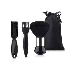 3-Pack Nekstofborstel Kapper Haarmes Tondeuse Zachte Nylon Trimmer Scheerapparaat Scheermesjes Schoonmaken met Opbergtas