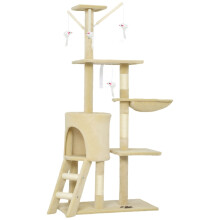 PawHut 134cm Multi-Level Cat Tree – Beige