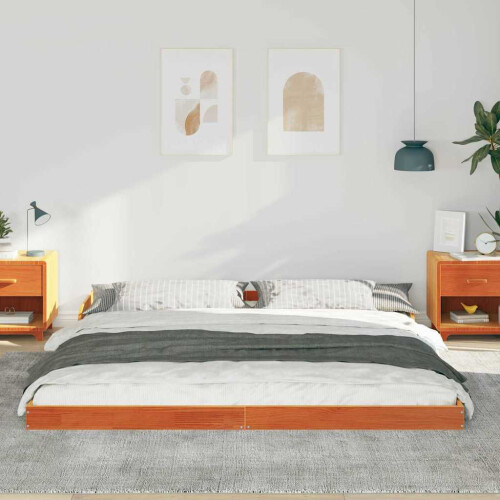 VidaXL vidaXL Bed Frame Wax Brown 200 x 210 cm Solid Pine Wood 1