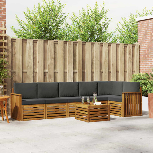 VidaXL vidaXL Outdoor-Sofagarnitur 7 stk. Natur und Anthrazit Polyester