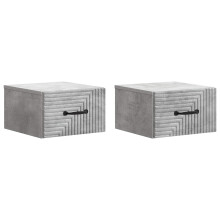 vidaXL Wall-Mounted Bedside Cabinet with Drawer 2 pcs Concrete Grey
