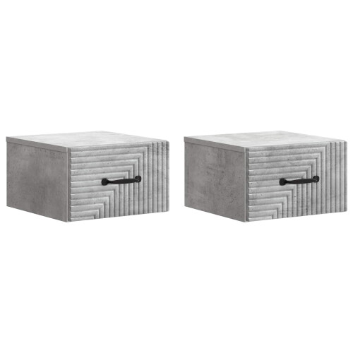 VidaXL vidaXL Wall-Mounted Bedside Cabinet with Drawer 2 pcs Concrete Grey