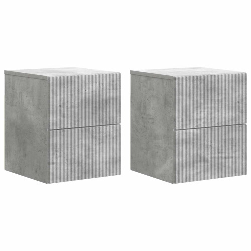 VidaXL vidaXL Wall-Mounted Bedside Cabinet with Drawer 2 pcs Concrete Grey
