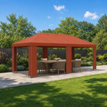 vidaXL Gartenpavillon 6 x 3 m Terrakotta Polyester und Stahl 190 gsm
