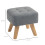 Linen-Look Square Padded Footstool - Grey 3
